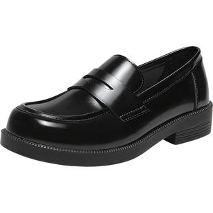 百思图2026春季新款通勤英伦风乐福鞋小皮鞋女深口单鞋D3808AA6