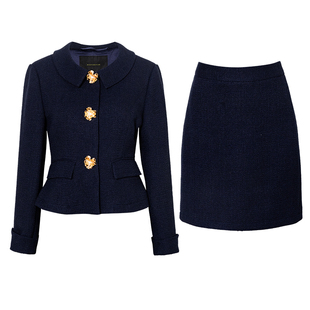 罗衣轻熟优雅粗花呢套装女冬通勤重要场合外套半身裙两件套13210