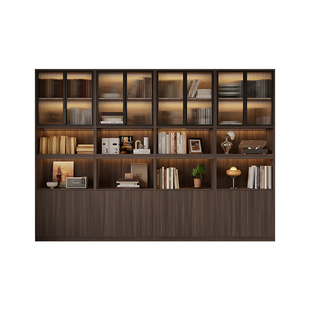 去客厅化家用大书柜整墙柜书房沙发书架一体靠墙到顶储物柜实木柜