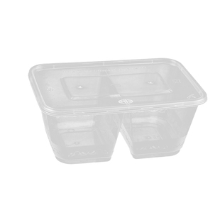 一次性餐盒长方形可微波炉加热分格饭盒食品级快餐双格打包盒带盖