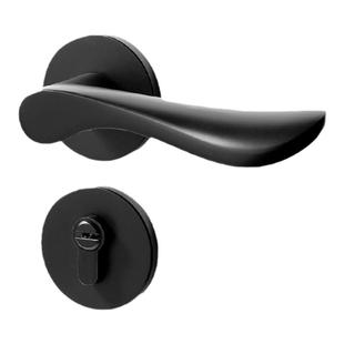 家吉星黑色卧室门锁室内家用房间门分体静音磁吸木门把手通用型锁