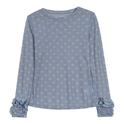 法式波点长袖t恤女打底内搭上衣