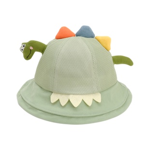 宝宝帽子夏男卡通恐龙网眼渔夫帽儿童夏天透气遮阳帽婴儿超萌防晒