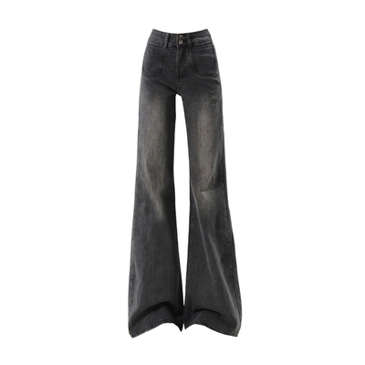 300斤特大码复古水洗微喇裤子女