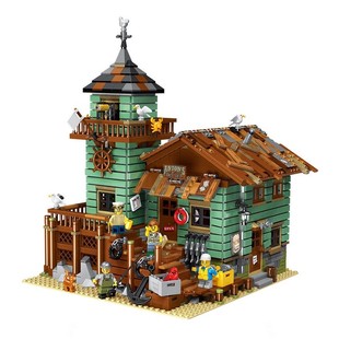 渔夫小屋积木房子男孩拼装玩具高难度3d立体拼图别墅街景建筑模型