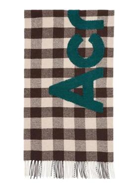 【自营】Acne Studios 字母格纹 绒线围巾 女款 咖色格纹