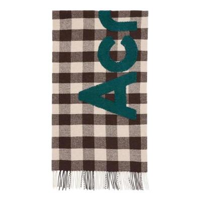 【自营】Acne Studios 字母格纹 绒线围巾 女款 咖色格纹