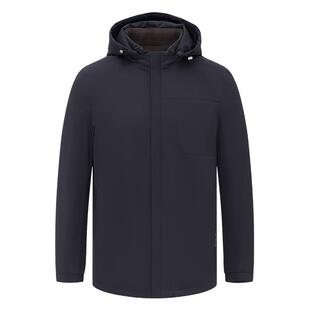 [蚕丝填充]梦特娇男士棉服冬季商务棉衣夹棉连帽夹克外套厚保暖C