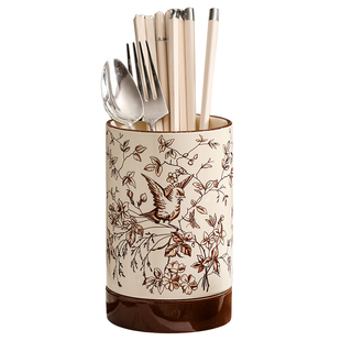 漫时光鹊跃枝头陶瓷筷子收纳盒家用高档台面筷笼沥水置物架高级感