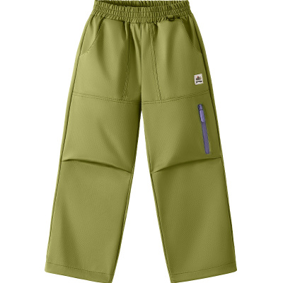 KK树儿童冲锋裤秋冬款男童女孩户外防风防水工装裤2025新款软壳裤