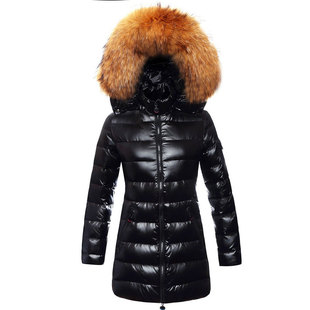 充绒256-340克超厚加厚修身显瘦白鸭绒加大毛领羽绒服女中长款