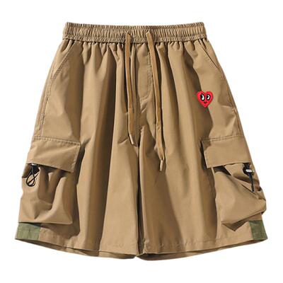 查尔斯桃心美式复古街头工装短裤