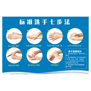 七步洗手法墙贴7步洗手法墙贴步骤图医院标识牌洗手消毒流程图示意图七部图片亚克力诊所车间防疫标语小贴纸