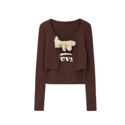 REVAN芮范设计师款斑驳胶印背心毛衣开衫RL10106232