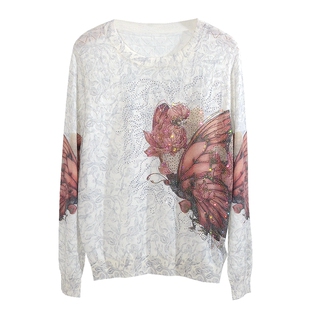 2025新款秋冬薄款圆领长袖天丝羊毛针织衫古嘉子上衣休闲毛衫5532