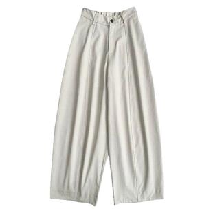 今年流行超火裤子米白色阔腿工装裤大码女镰刀弯刀裤超好看梧桐裤