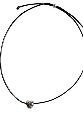 韩国东大门银色爱心项链长短可调