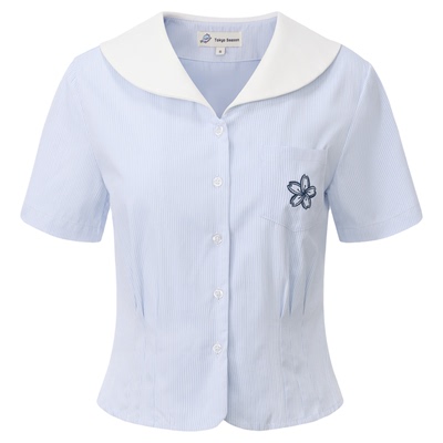 东京岁时记jk蓝条纹短袖衬衫