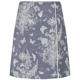 【奥莱】MAXRIENY复古侧开叉提花牛仔短裙收腰包臀半身裙