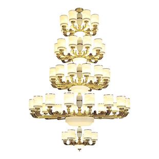 2025新中式复式楼别墅客厅中空大吊灯楼中楼挑空大厅中古中式吊灯