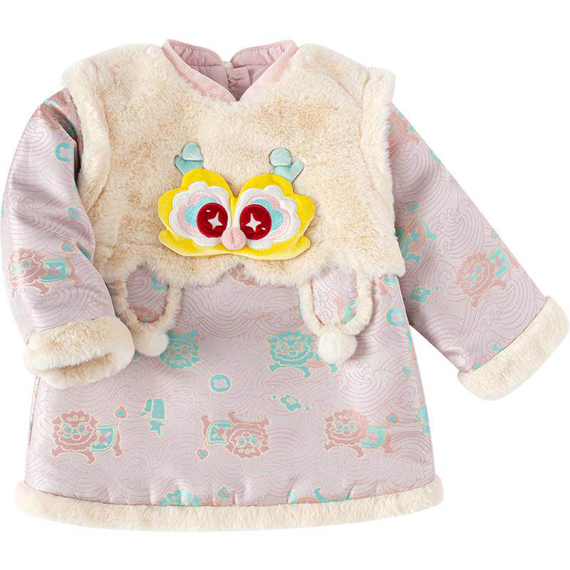 巴拉巴拉女童连衣裙婴儿汉服裙子冬装新款童装宝宝红色加厚公主孩