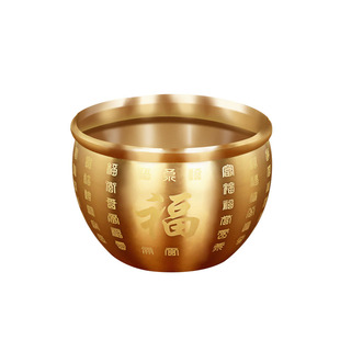 冰箱上的百福缸百福铜缸黄铜米缸聚财纯黄铜制聚宝盆招财进宝摆件