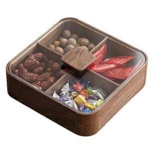 黑胡桃木客厅家用干果盒瓜子糖果坚果零食茶几实木收纳盘摆放茶点