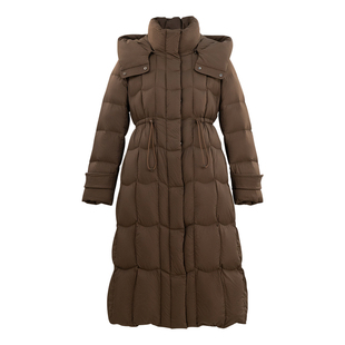 HONRN/红人抽绳收腰可拆连帽鸭绒羽绒服外套冬季女款HK59YR066