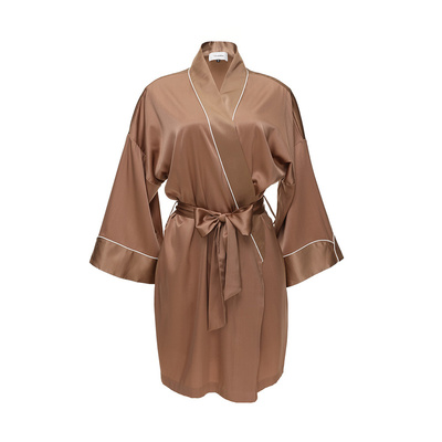 桑蚕丝法式新娘风婚礼夏季晨袍