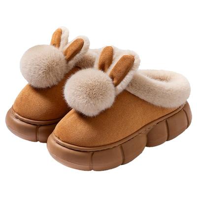 厚底棉拖鞋女款秋冬季2025新款网红增高防滑保暖毛毛绒棉拖外穿