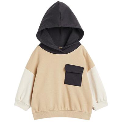HM童装男婴卫衣秋季拼色萌系舒适连帽绒衫1075726