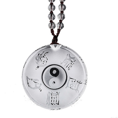 妙韵天然白水晶五岳真形图吊坠