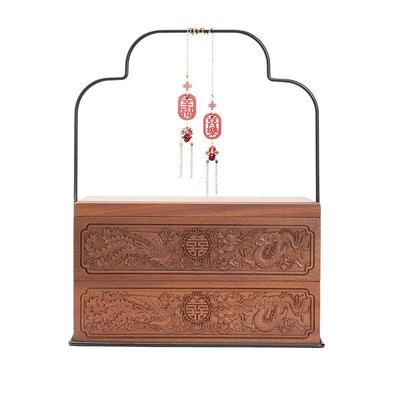 中式实木彩礼盒双层收纳盒