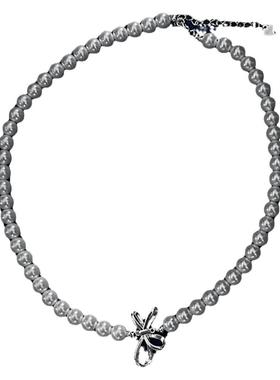 轻奢小众女超仙颈链纯带蝴蝶结奥地利施家仿珍珠项链高级感锁骨链