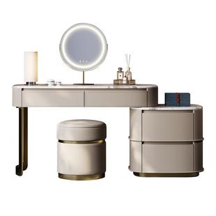 意式轻奢化妆桌卧室设计师定制大理石收纳斗柜一体组合高级梳妆台