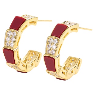 JAY复古红色耳钉女小众设计感秋冬耳饰轻奢高级感小众耳环过年