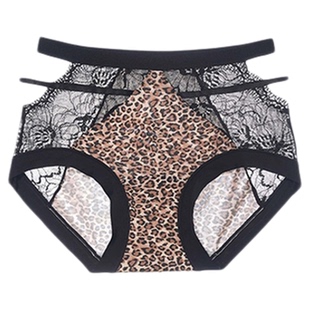 UFEEL性感豹纹蕾丝内裤女中腰透气包臀纯棉抗菌裆女士三角裤2553