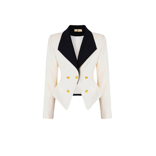 MD依诺【暖糖拿铁】2025秋季显瘦气质百搭修身拼接设计感短外套