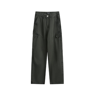 男道美式复古解构设计多口袋工装牛仔裤男春季宽松阔腿直筒垂感裤