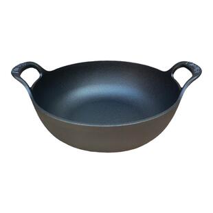 出口外贸小号铸铁锅平底一人食生铁锅无涂层不粘炒锅家用元宝锅小