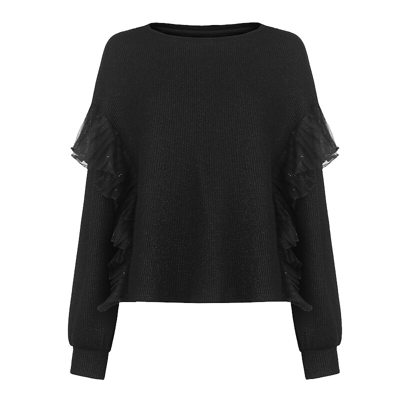 【反季清仓】sdeer圣迪奥女装新品OL风荷叶边宽松卫衣S254Z2202