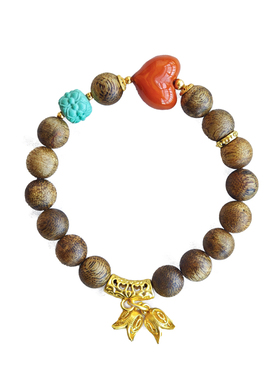 沉香南红绿松手串女百搭文玩手链