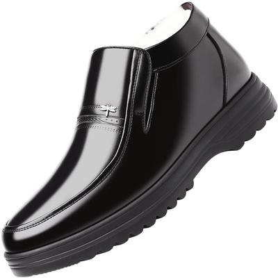 冬季加绒保暖真皮羊毛老人爸爸鞋