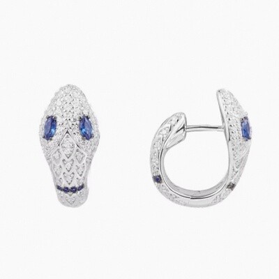 自营APMMonaco异域蓝眼灵蛇耳环设计感蛇形耳饰七夕礼物