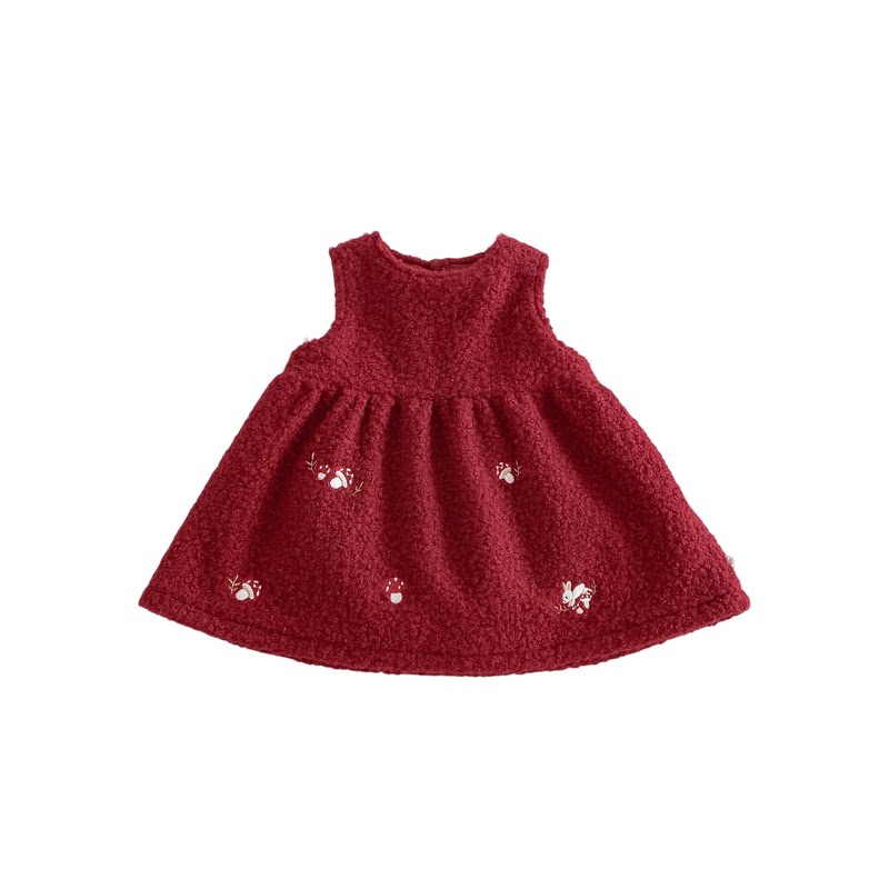女童刺绣小兔连帽加厚保暖棉服
