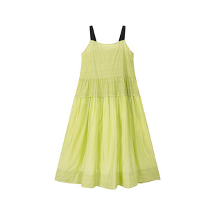 一城画一夏季气质通勤垂感时尚吊带连衣裙层叠撞色设计长裙