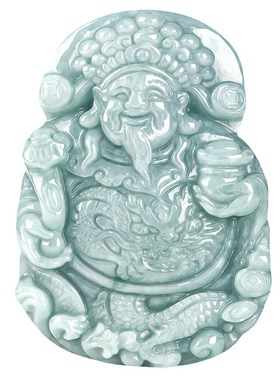 天然翡翠正品财神玉石吊坠挂件