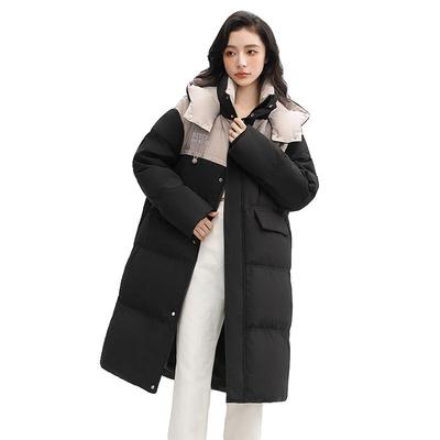 鸭鸭休闲外套长款连帽羽绒服女