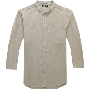 楠麻中国风全麻衬衫男七分苎麻上衣夏季大码立领半袖薄款短袖叶离