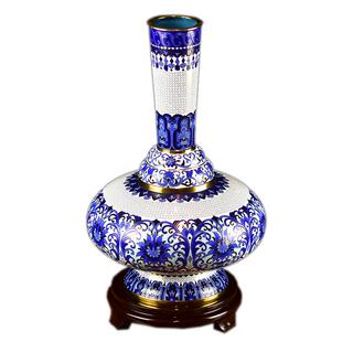 北京珐琅张向东景泰蓝花瓶15寸蓝蝶瓶纯手工紫铜胎掐丝工艺收藏品